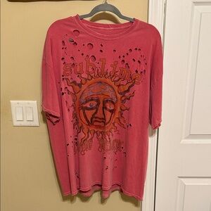 Urban Outfitters Red Distressed Graphic Tee